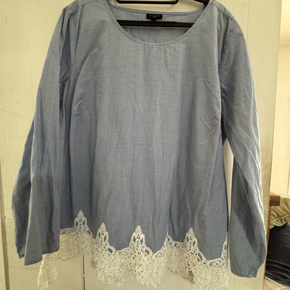 Blue Lace Hem Top